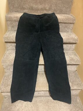 Women's Black Suede Pants - Classic Fit